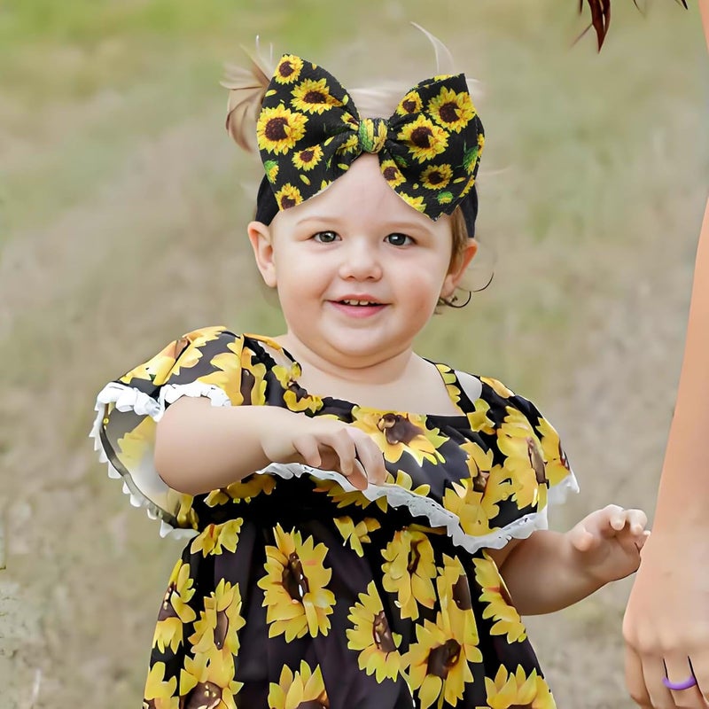 ONENINEDREAM 2 Pcs 6’’ Yellow Bows for Baby Girls Sunflower Girl Headbands Summer Outfits Hair Accessories for Newborn Infant Toddler Clothes - Image 3